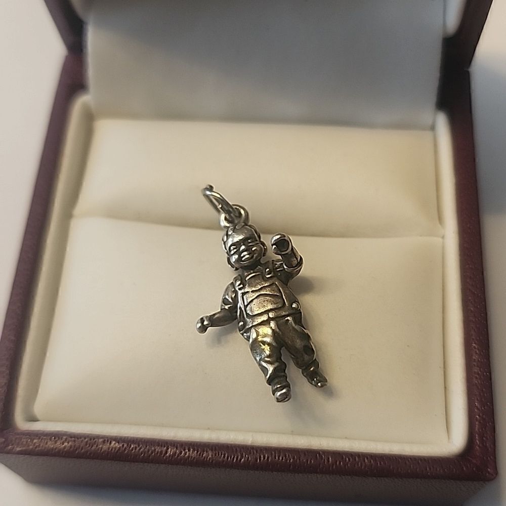 SUNWEST Walking Toddler Boy Sterling Silver Charm Pendant Gift Parent Mother 925